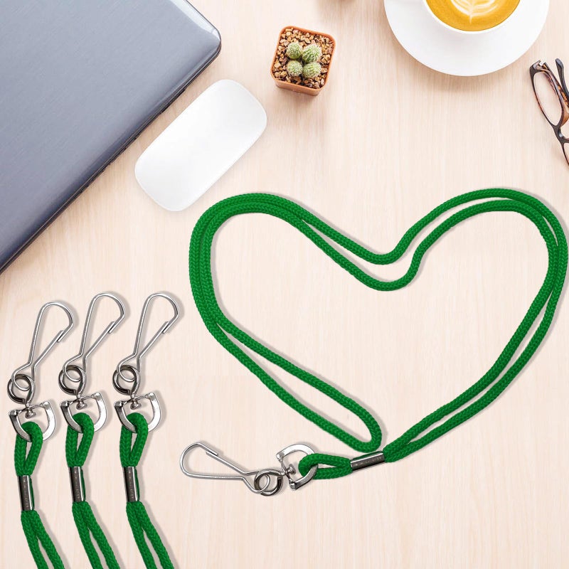 HOSL 100 Pack Badge Lanyards Office Lanyard ID Card Lanyards Business Card/Students/Employee Lanyards Round 36" With Swivel Hook (Green) - Image 4